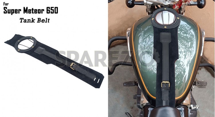 For Royal Enfield Super Meteor 650 Fuel Gas Tank Belt Black - SPAREZO